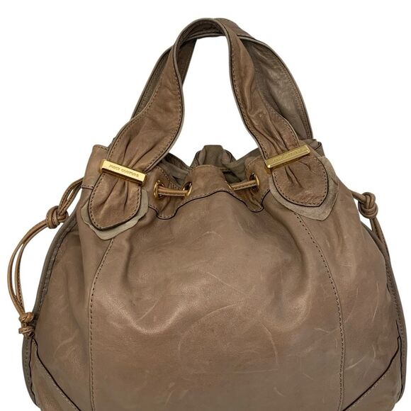 Juicy Couture Brown Leather Shoulder Bag Purse Gold Hardware Slouchy Tote Hobo - Picture 6 of 13